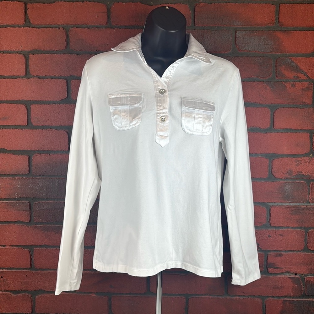Rafaella Shirt Womans‎ Medium White Long Sleeve